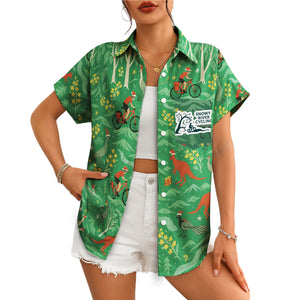 Green Hawaiian shirt with cycling kangaroo wattle Christmas print variant 4