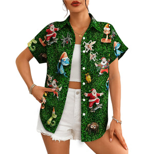 Green grass Hawaiian shirt with skateboarding Santas and Australian animals variant 4