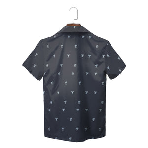 Grey short sleeve Hawaiian shirt with small astronaut pattern variant 2