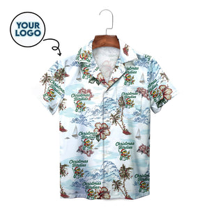 Christmas Birdies golf frog tropical palm tree Hawaiian shirt