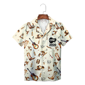 Cream Hawaiian shirt with cowboy hats boots guitars CMC 2026