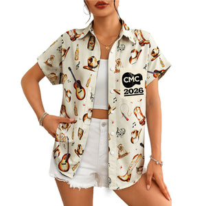Cream Hawaiian shirt with cowboy hats boots guitars CMC 2026 variant 4
