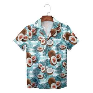 Beach shirt showing cracked coconuts on green ferns variant 2
