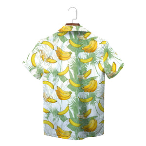 Personalised face photo banana print Hawaiian shirt on hanger variant 2
