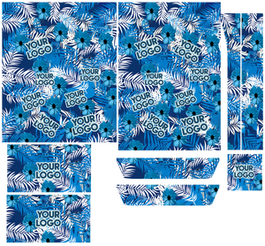 Blue palm leaf hibiscus Hawaiian shirt with custom face print variant 4