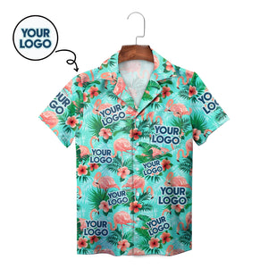 Mint green Hawaiian shirt with custom face flamingo pattern variant 2