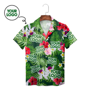Green tropical floral Hawaiian shirt featuring custom face print variant 2