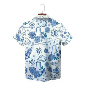 Blue nuclear plant atom hibiscus pattern EPRI Hawaiian shirt variant 2