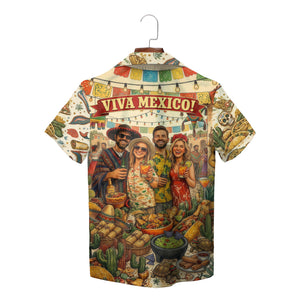 Hawaiian shirt with Mexican party scene cacti sombreros skulls variant 2
