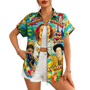 Personalised birthday photo collage tropical Hawaiian shirt variant 4