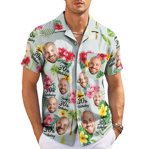 Personalised face photo birthday Hawaiian shirt tropical floral variant 4