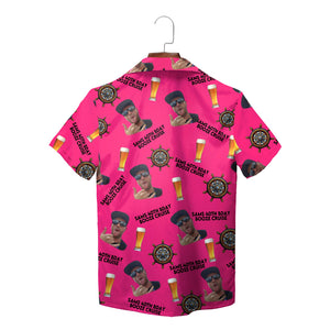 Hot pink personalised face photo booze cruise Hawaiian shirt variant 2