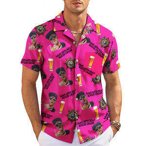 Hot pink personalised face photo booze cruise Hawaiian shirt variant 3