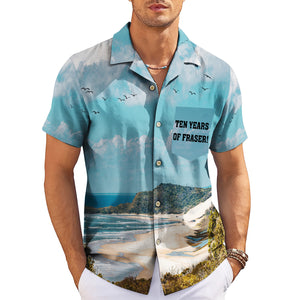 Hawaiian shirt with Fraser Island beach scene and custom text variant 3