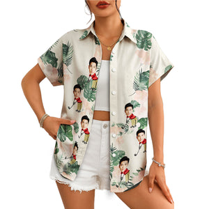 Personalised golf caricature Hawaiian shirt monstera floral print variant 4