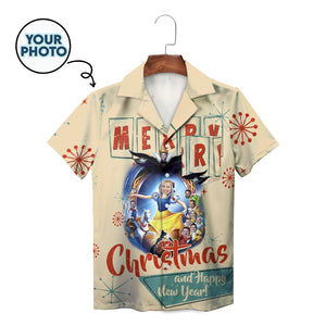 Cream personalised Christmas Hawaiian shirt Snow White faces