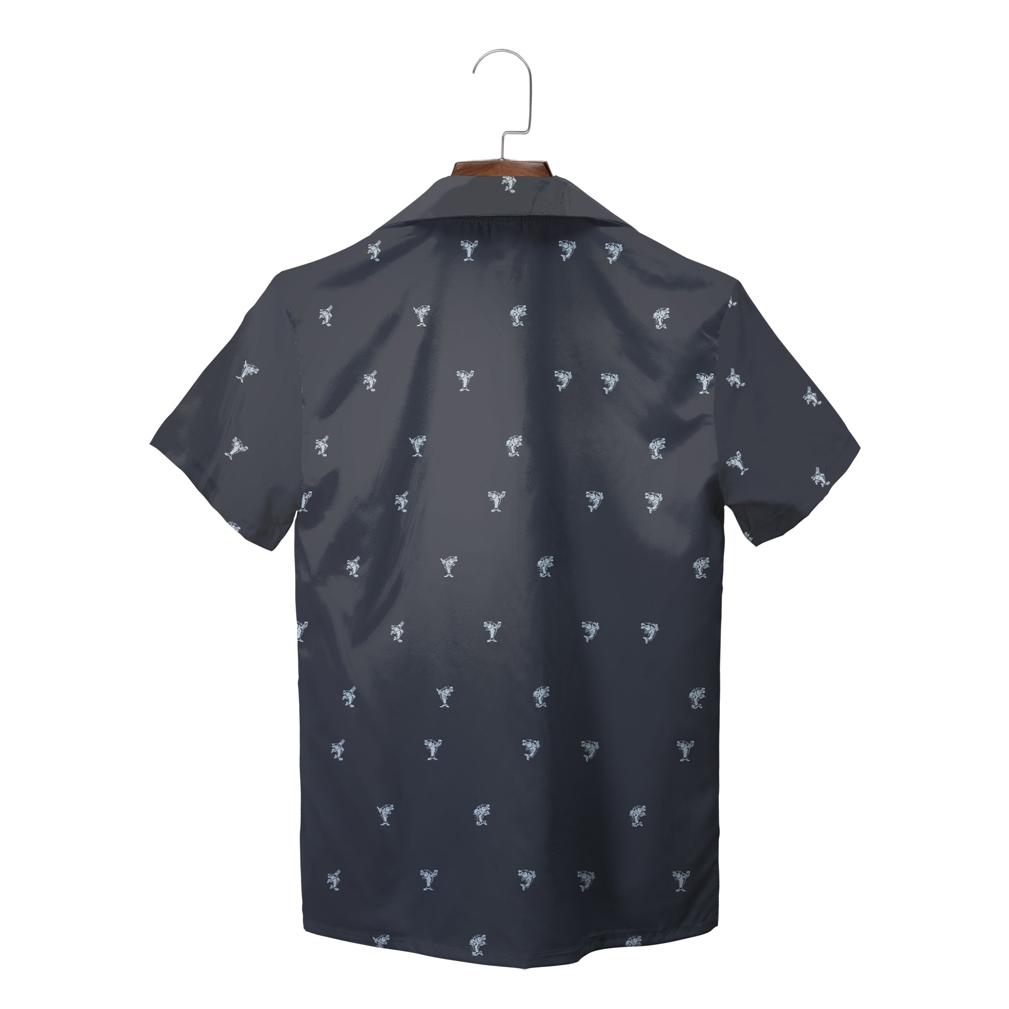 Grey short sleeve Hawaiian shirt with small astronaut pattern variant 2