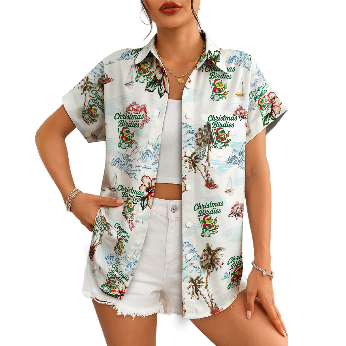 Christmas Birdies golf frog tropical palm tree Hawaiian shirt variant 4