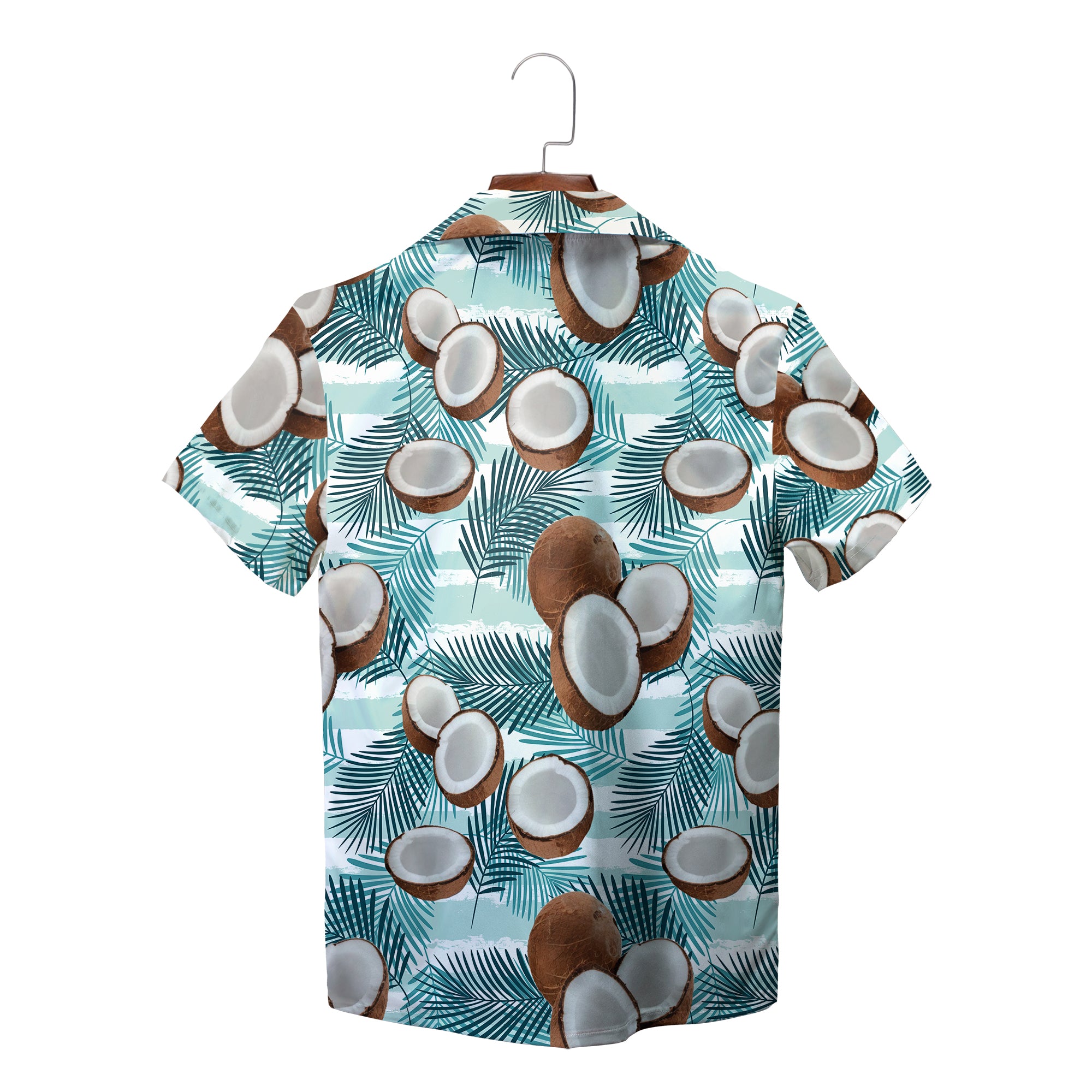 Beach shirt showing cracked coconuts on green ferns variant 3