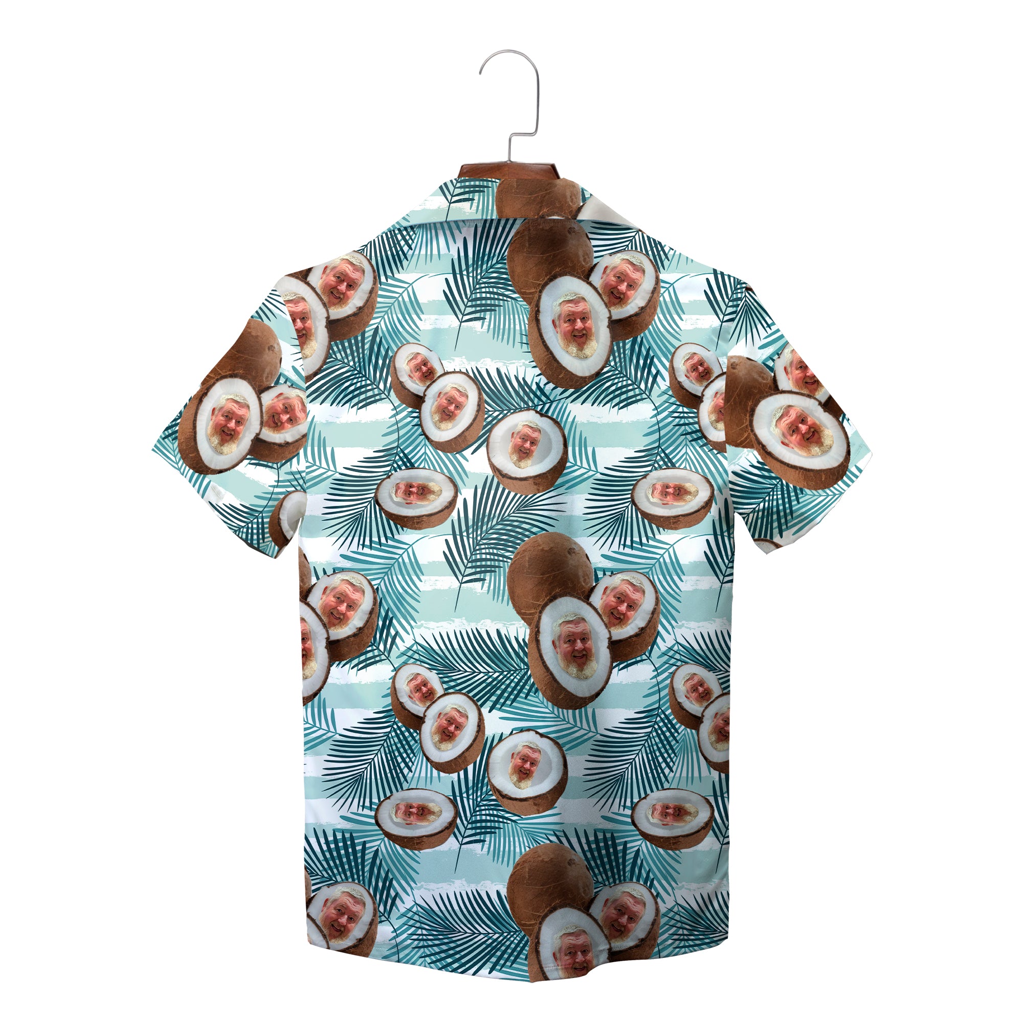 Beach shirt showing cracked coconuts on green ferns variant 4