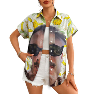 Personalised face photo banana print Hawaiian shirt on hanger variant 4