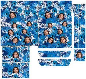 Blue palm leaf hibiscus Hawaiian shirt with custom face print variant 2