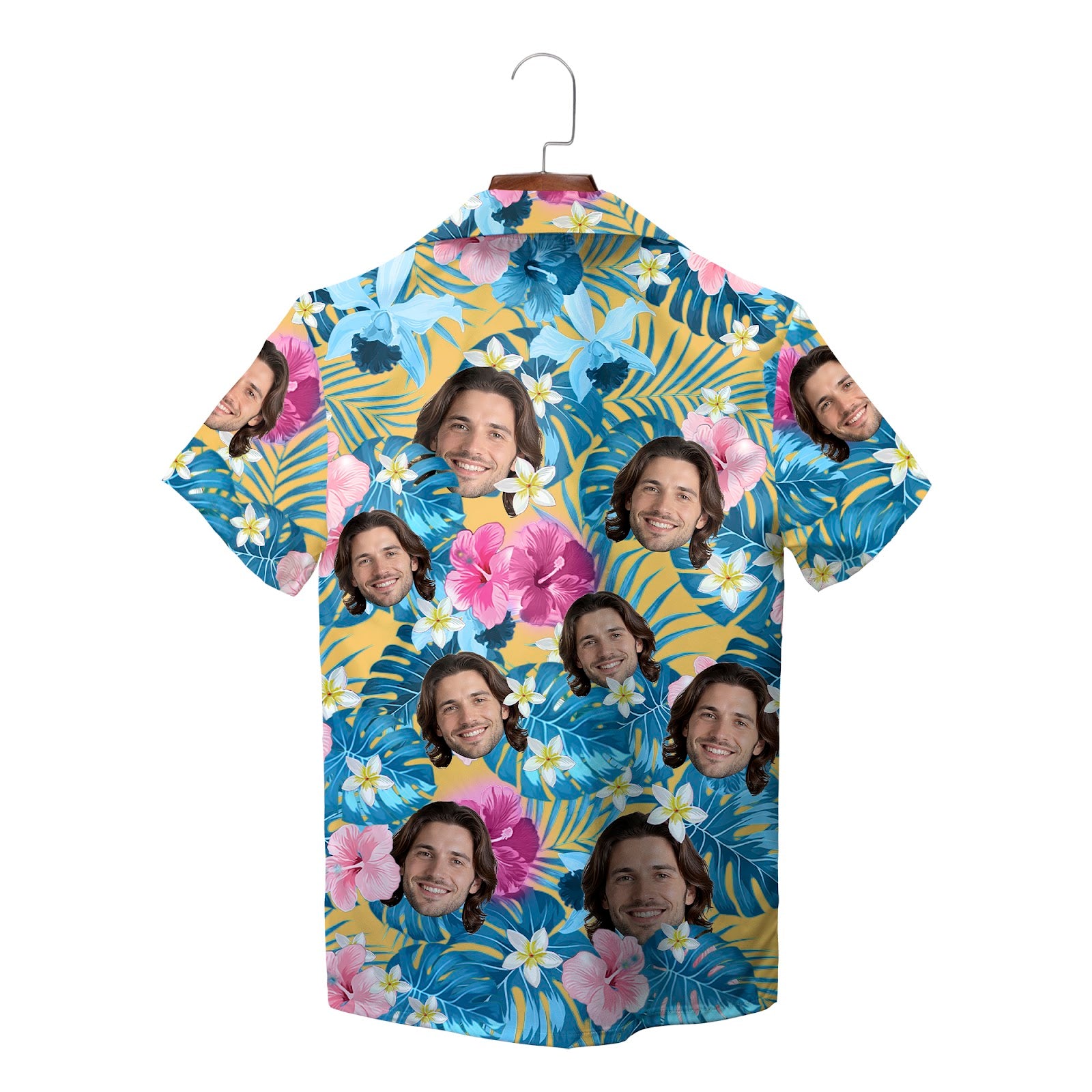Personalised face print floral tropical Hawaiian shirt mockup variant 3
