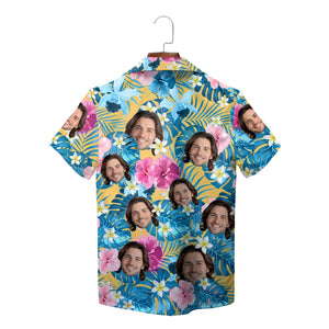 Personalised face print floral tropical Hawaiian shirt mockup variant 3