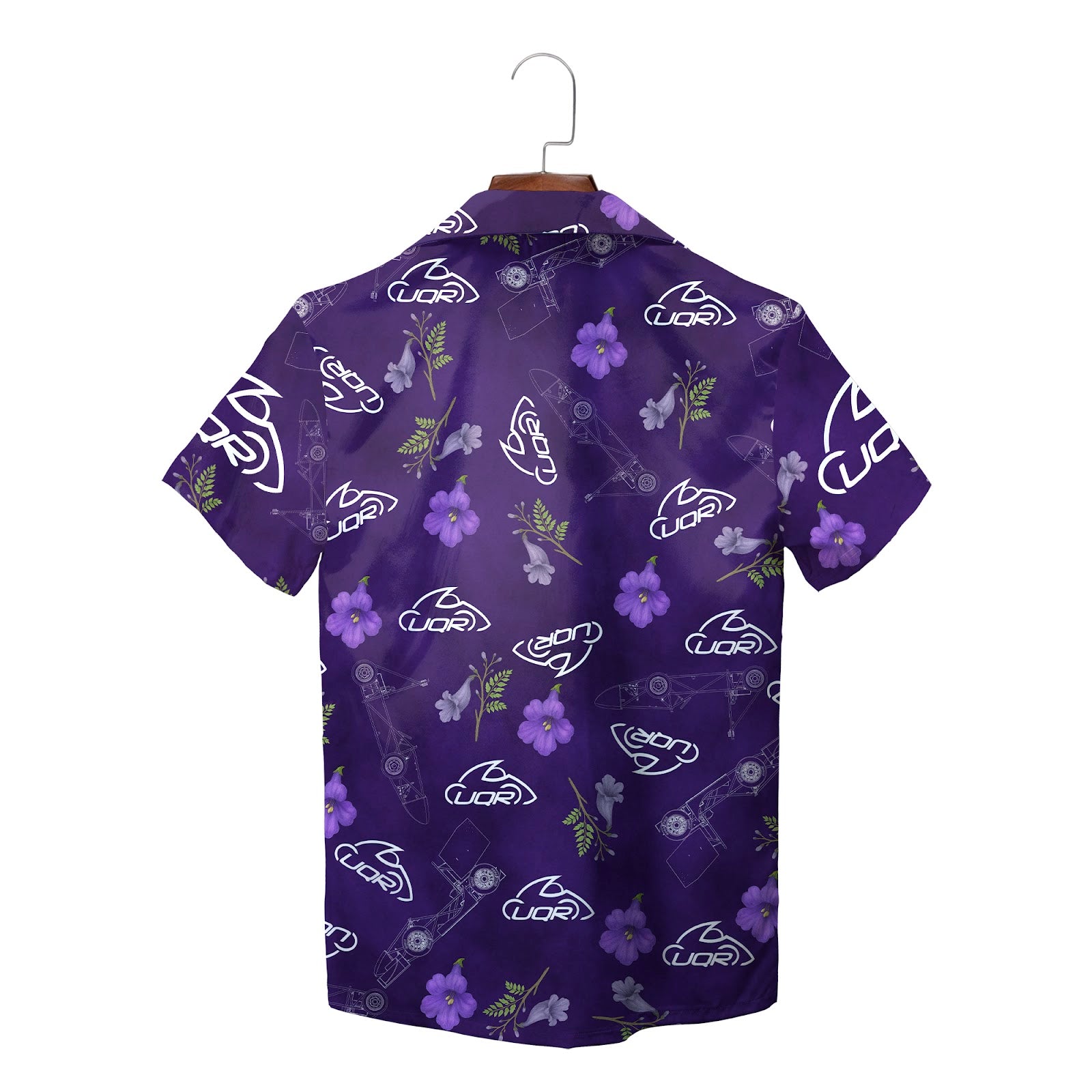 Purple Hawaiian shirt with petunia flowers and custom logo print variant 2