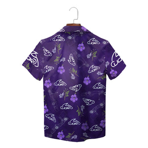 Purple Hawaiian shirt with petunia flowers and custom logo print variant 2