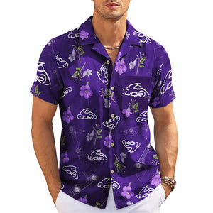 Purple Hawaiian shirt with petunia flowers and custom logo print variant 3