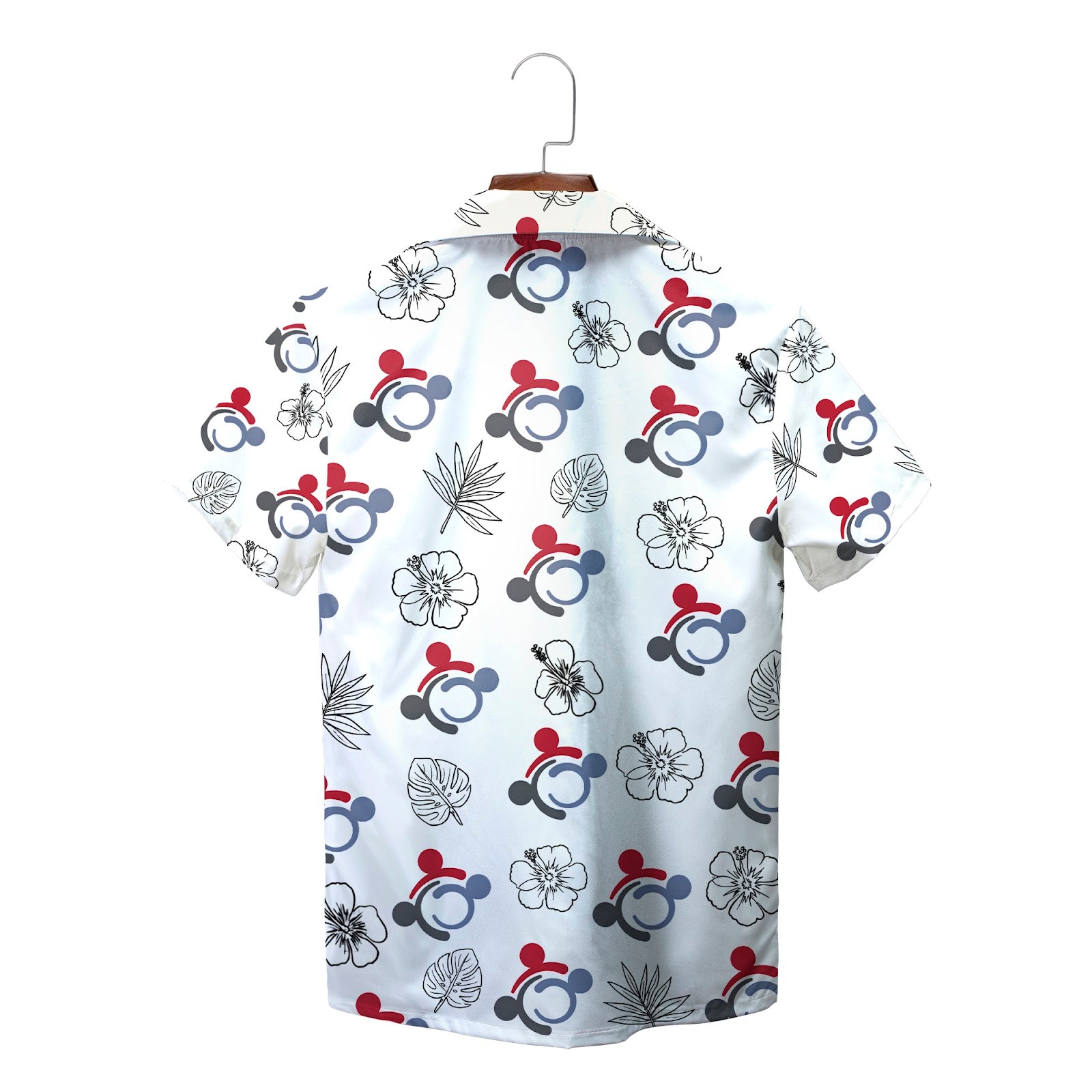 White Hawaiian shirt with Mickey motifs hibiscus and logo pocket variant 2