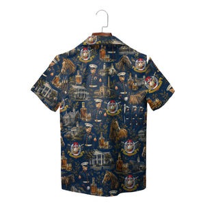 Navy Hawaiian shirt with Marines horses bourbon bottles print variant 2