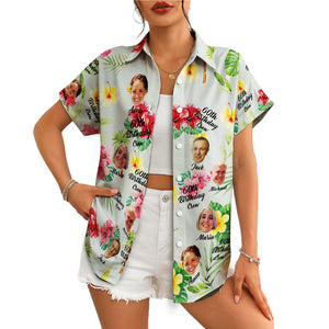 Personalised sage hibiscus 60th birthday crew Hawaiian shirt variant 4