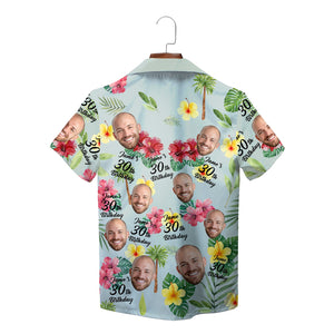 Personalised face photo birthday Hawaiian shirt tropical floral variant 3