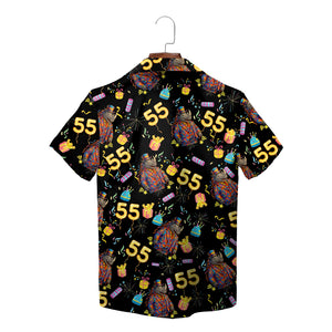 Black Hawaiian shirt with party rhino birthday cake gifts pattern variant 2