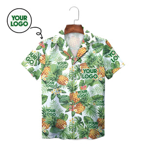 White Hawaiian shirt with custom face pineapples green palms variant 2