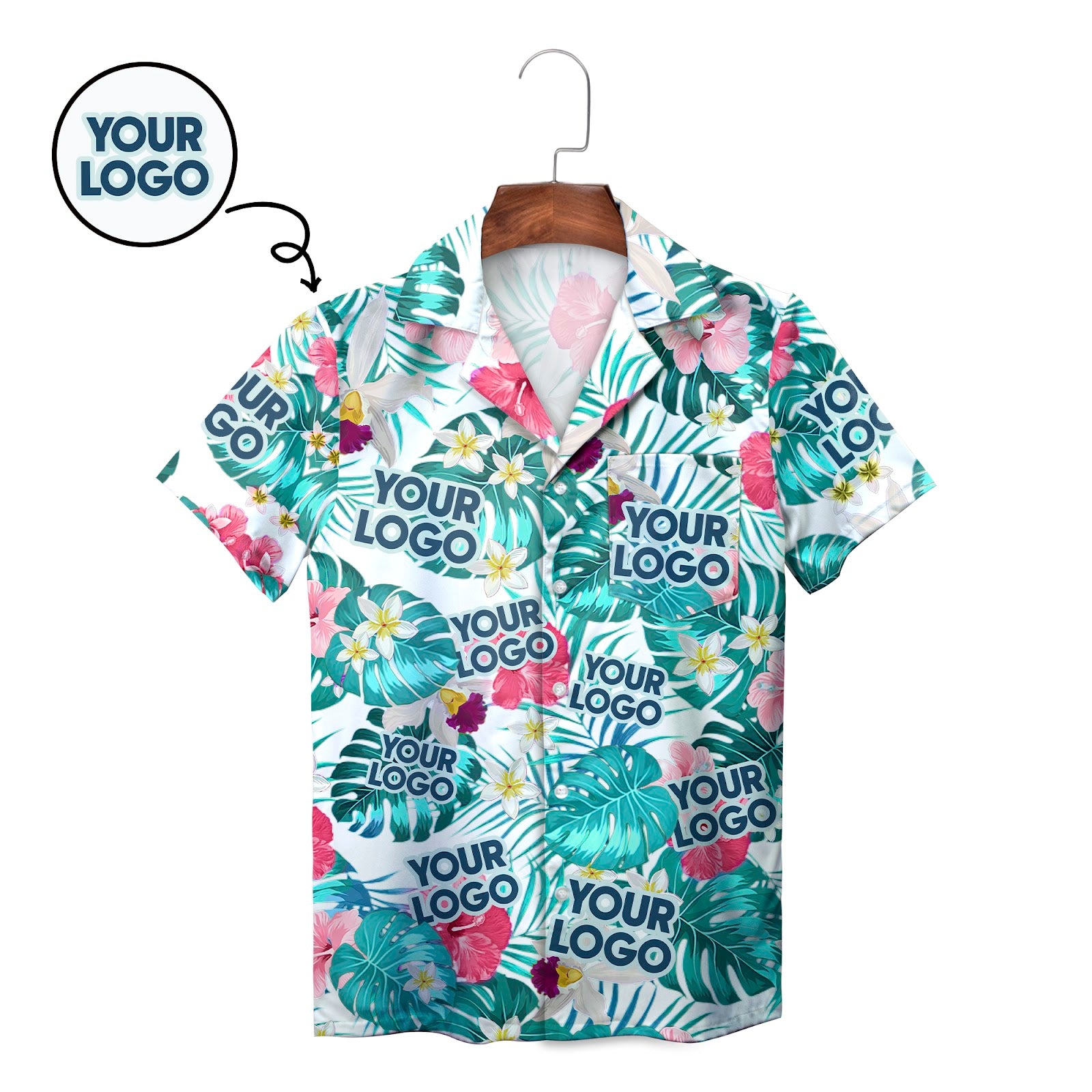 Custom face Hawaiian shirt monstera leaves pink floral print variant 2
