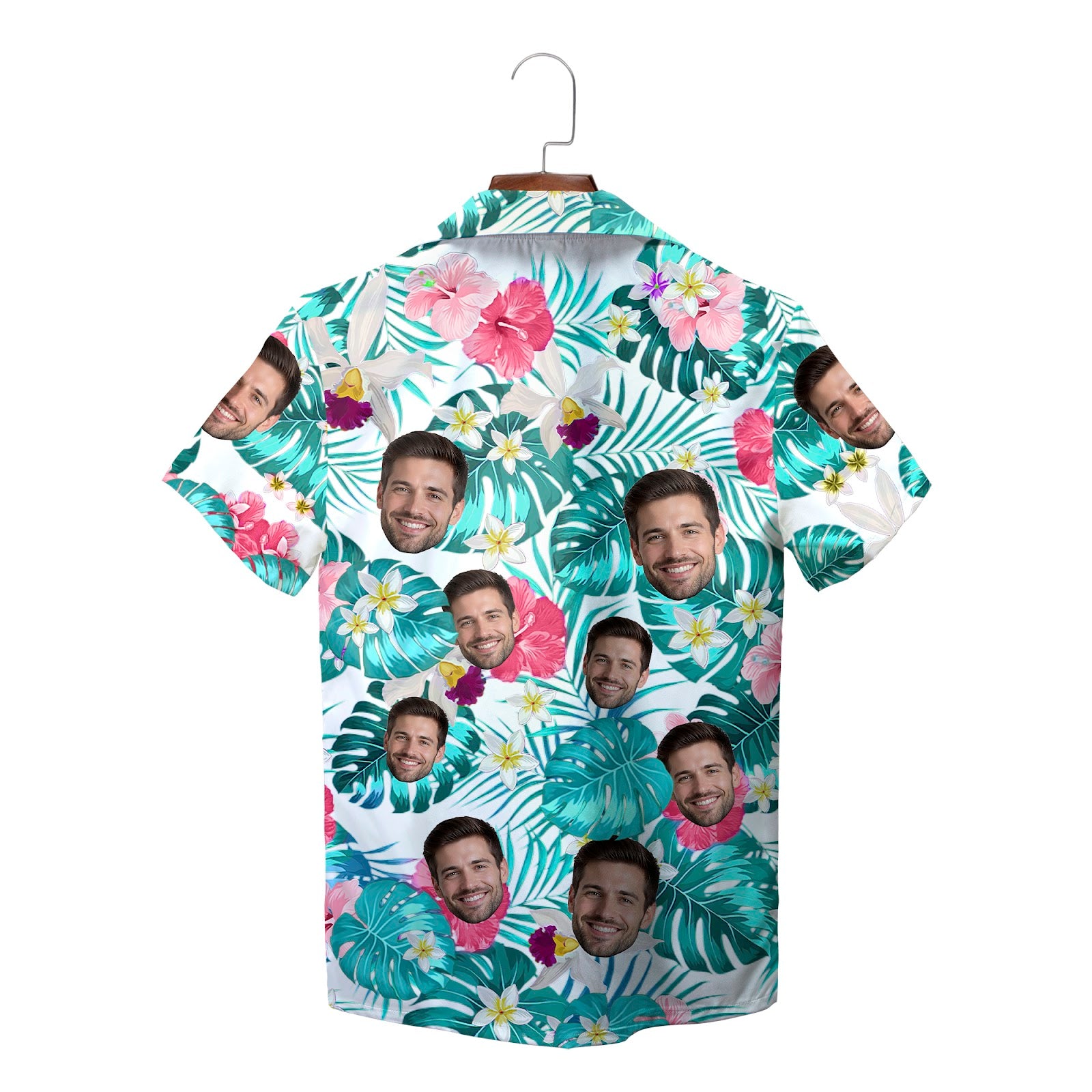 Custom face Hawaiian shirt monstera leaves pink floral print variant 3