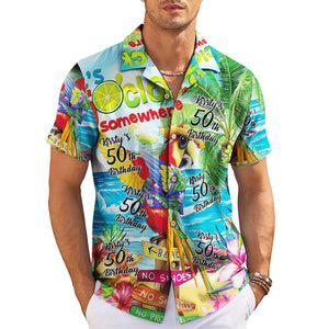 Colourful personalised birthday Hawaiian shirt with parrot variant 3