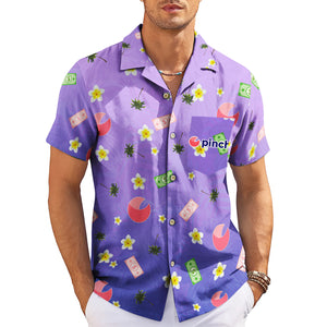 Purple Hawaiian shirt with plumeria flowers money and logo variant 3