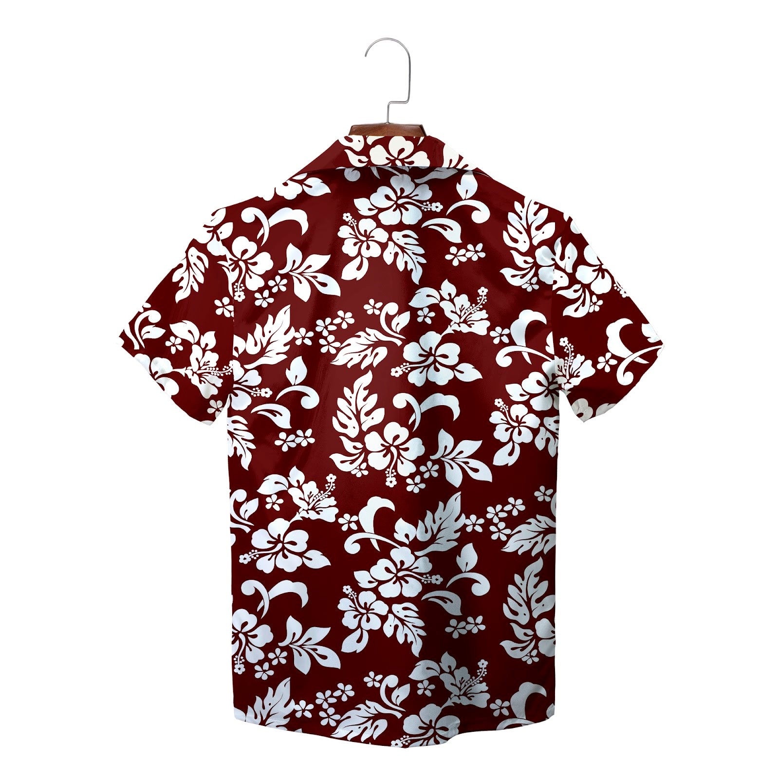 Bright blue Hawaiian shirt white hibiscus floral pattern variant 6