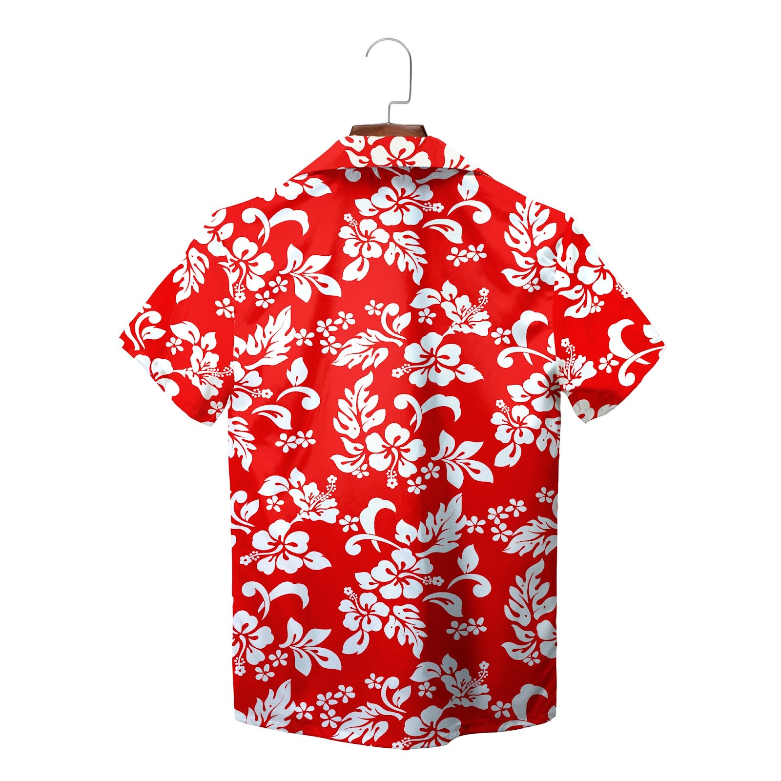 Bright blue Hawaiian shirt white hibiscus floral pattern variant 7