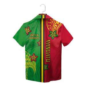 Green and red split Vanuatu tribal turtle Hawaiian shirt variant 2