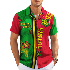 Green and red split Vanuatu tribal turtle Hawaiian shirt variant 3